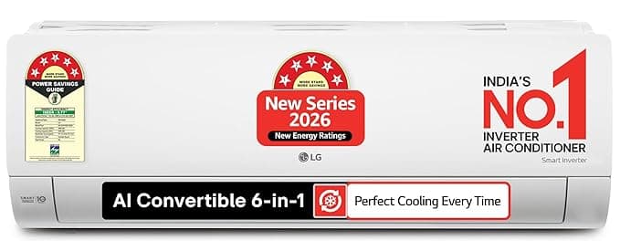 LG 1.5 Ton 5 Star, Smart Inverter Split AC (100% Copper Condenser, AI Convertible 6in1,VIRAAT Mode, Faster Cooling & Energy Saving, 4 Way Swing, HD Filter, AS-Q19YNZE1,White)